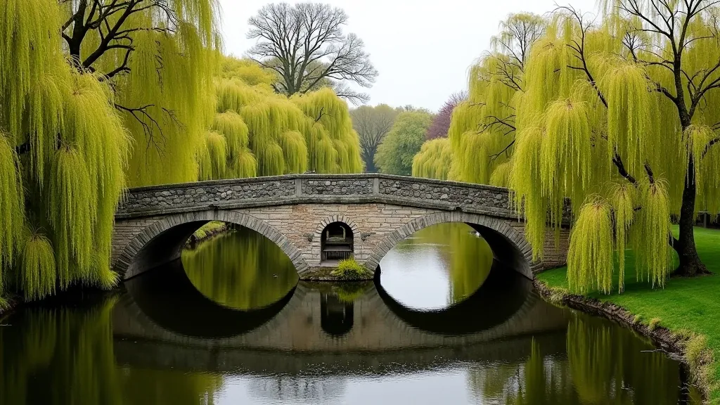 Historic stone bridge crossing over river