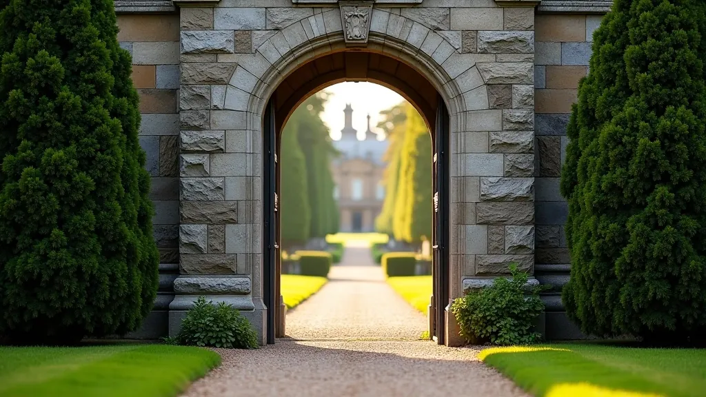Historic stone gateway entrance to Castletown House